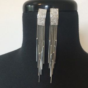 Elegant Rhinestone and Chain Dangle Earrings